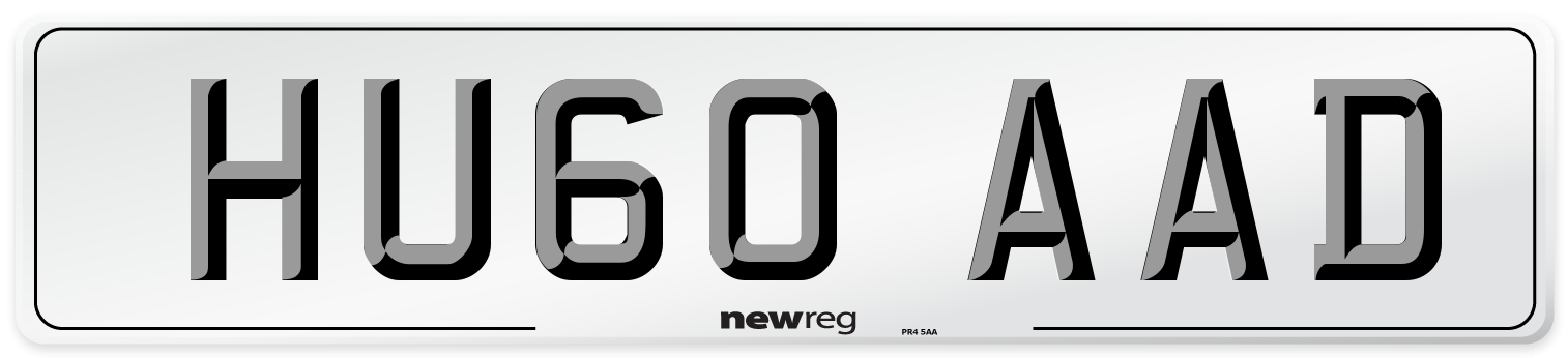 HU60 AAD Number Plate from New Reg